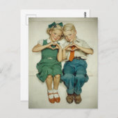 Sweet Vintage Childhood Hearts Briefkaart (Voorkant / Achterkant)