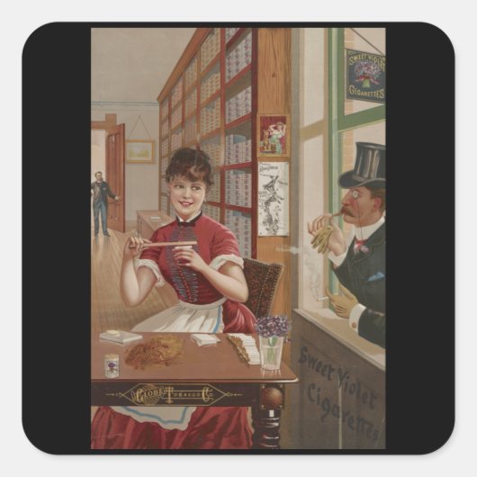 Sweet Violet Cigs -  Sigaretten Vierkante Sticker (Voorkant)