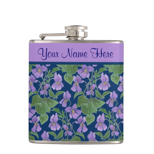 'Sweet Violet' Hip Flask om te personaliseren Heupfles (Voorkant)
