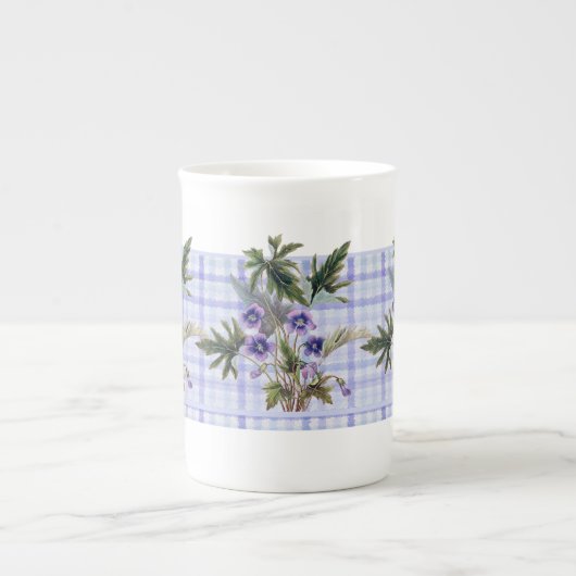 Sweet Violets Botanische Floral Bone China Mok (Voorkant)