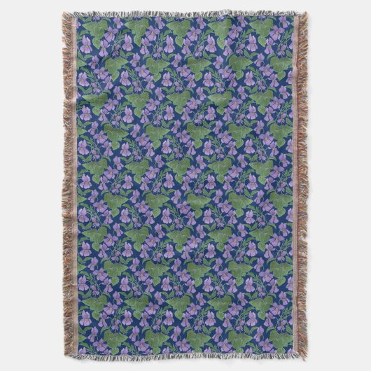 Sweet Violets Mauve Floral Pattern Throw Blanket Deken (Voorkant Verticaal)
