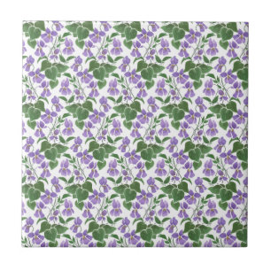 Sweet Violets Mauve op White Floral Ceramic Tegel Tegeltje