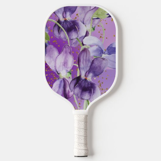 Sweet Violets Paarse Floral Pickleball Paddle (Voorkant)