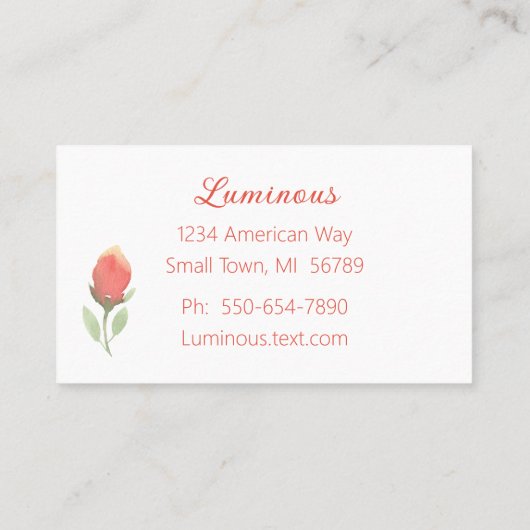 Sweet, Vrouwelijk Roos en Foliage Visitekaartje (Achterkant)