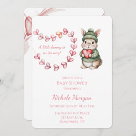 Sweet Watercolor Bunny Baby Shower  Kaart