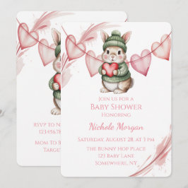 Sweet Watercolor Bunny Baby Shower  Kaart