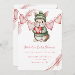 Sweet Watercolor Bunny Baby Shower  Kaart