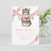 Sweet Watercolor Bunny Baby Shower  Kaart (Staand voorkant)