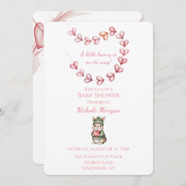 Sweet Watercolor Bunny Baby Shower  Kaart