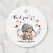 Sweet Watercolor Bunny Floral First Birthday  Bedankjes Labels (Achterkant)