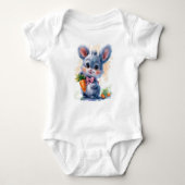 Sweet Watercolor Bunny met Wortel Romper (Voorkant)