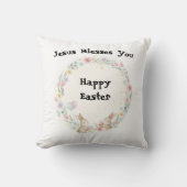 Sweet Watercolor Bunny Wreath Easter Pillow Kussen (Voorkant)
