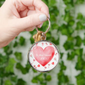 Sweet Watercolor Heart Valentine Keychain (Hand)
