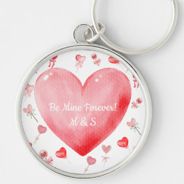 Sweet Watercolor Heart Valentine Keychain