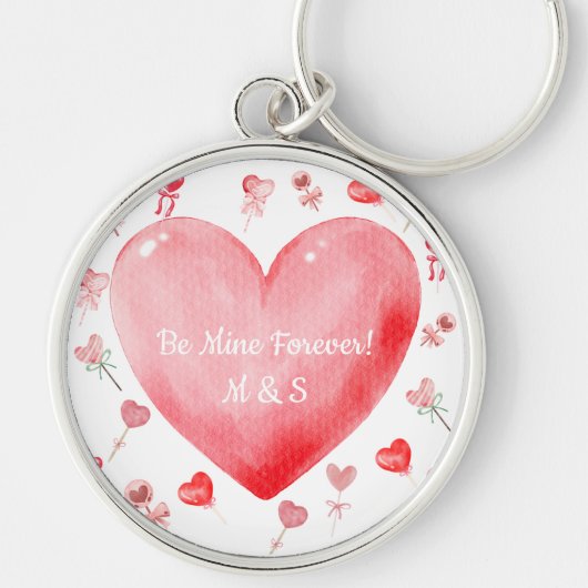 Sweet Watercolor Heart Valentine Keychain (Voorkant)