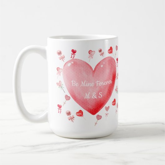 Sweet Watercolor Heart Valentine Mug Koffiemok (Links)