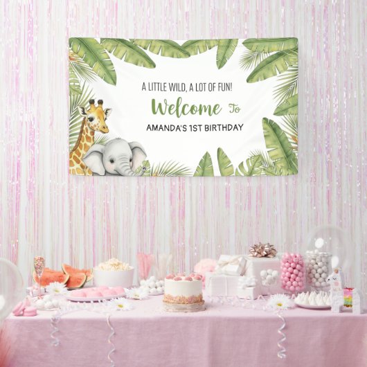 Sweet Watercolor Safari Welcome Birthday Banner (Feest)