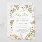 Sweet Watercolor Strawberry Chicks Baby Shower Kaart (Voorkant)