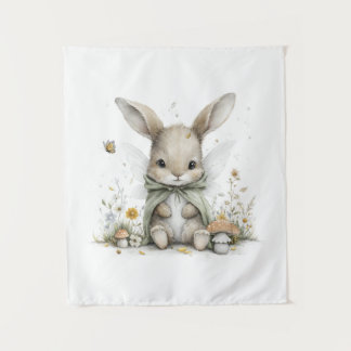 Sweet watercolour fairy bunny illustration wandkleed