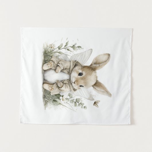 Sweet watercolour fairy bunny illustration wandkleed (Voorkant (horizontaal))