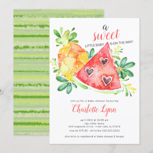 Sweet Watermelon Baby shower Invitation Kaart