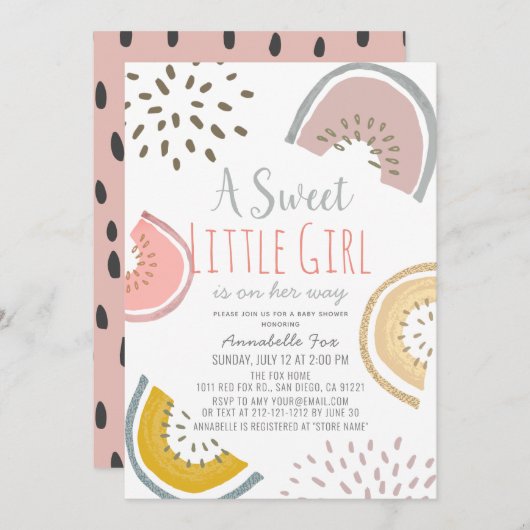 Sweet Watermelon Boho Baby shower Kaart (Voorkant / Achterkant)