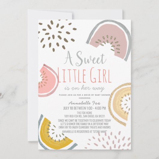 Sweet Watermelon Boho Drive-by Baby shower Kaart (Voorkant)
