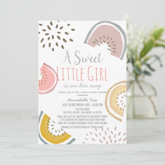 Sweet Watermelon Boho Drive-by Baby shower Kaart (Staand voorkant)