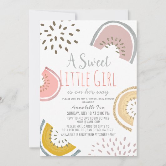 Sweet Watermelon Boho Virtual Baby shower Kaart (Voorkant)