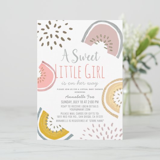 Sweet Watermelon Boho Virtual Baby shower Kaart (Staand voorkant)