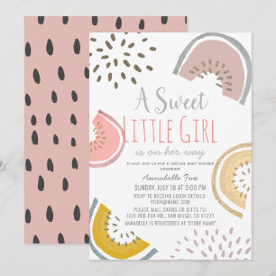 Sweet Watermelon Boho Virtual Baby shower Kaart