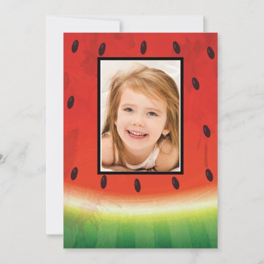 Sweet Watermelon FOTO Verjaardag Uitnodiging (Achterkant)