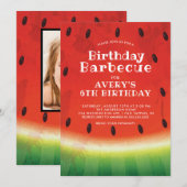 Sweet Watermelon FOTO Verjaardag Uitnodiging (Voorkant / Achterkant)