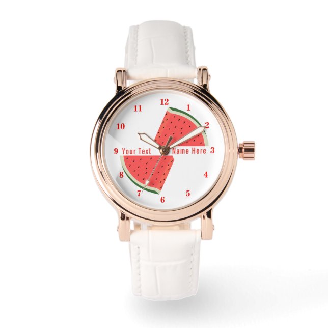 Sweet Watermelon Horloge met aangepaste tekst (Voorkant)