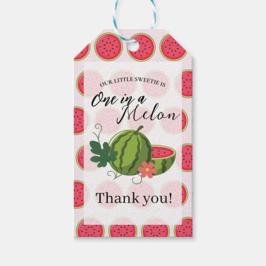 Sweet Watermelon Ribbon Summer Invitation Cadeaulabel (Voorkant)