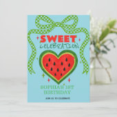 Sweet Watermelon Ribbon Summer Invitation Kaart (Staand voorkant)