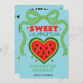 Sweet Watermelon Ribbon Summer Invitation Kaart (Voorkant / Achterkant)