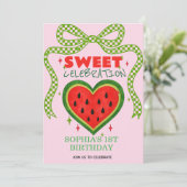 Sweet Watermelon Ribbon Summer Invitation Kaart (Staand voorkant)