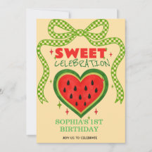 Sweet Watermelon Ribbon Summer Invitation