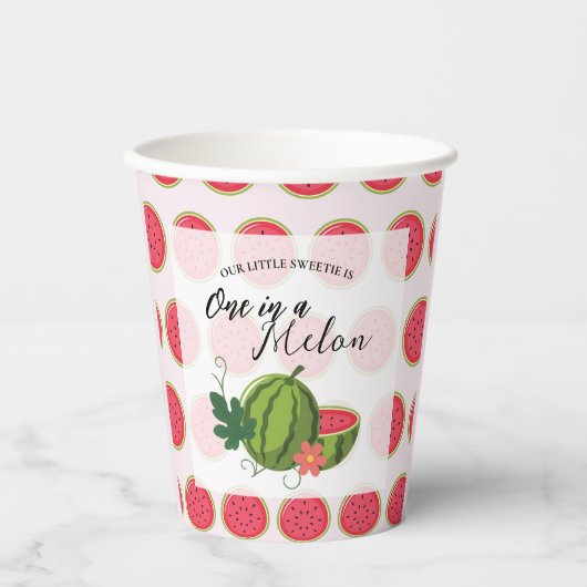 Sweet Watermelon Ribbon Summer Invitation Papieren Bekers (Voorkant)