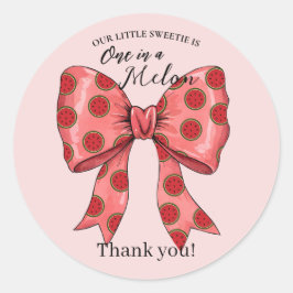 Sweet Watermelon Ribbon Summer Invitation Ronde Sticker