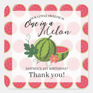 Sweet Watermelon Ribbon Summer Invitation Vierkante Sticker