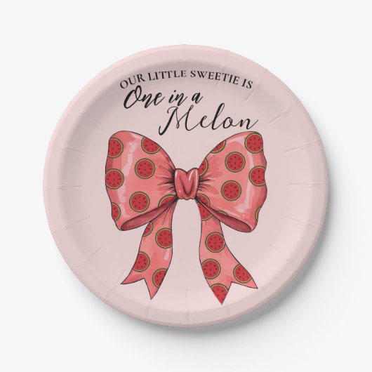 Sweet Watermelon Ribbon Summer Papieren Bordje (Voorkant)