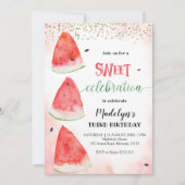Sweet Watermelon Summer Birthday Invitation Kaart (Voorkant)