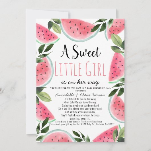 Sweet Watermelon Waterverf Baby shower per Mail Kaart (Voorkant)