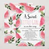 Sweet Watermelon Waterverf Baby shower per Mail Kaart (Voorkant / Achterkant)
