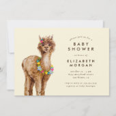 Sweet Waterverf Alpaca Baby shower Kaart (Voorkant)
