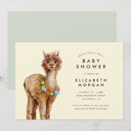 Sweet Waterverf Alpaca Baby shower Kaart