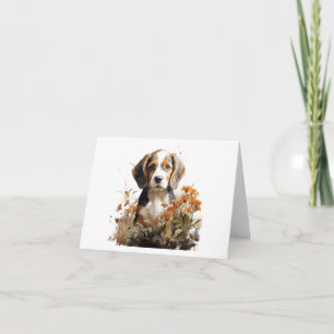 Sweet Waterverf Beagle Puppy Dog BLANK Kaart