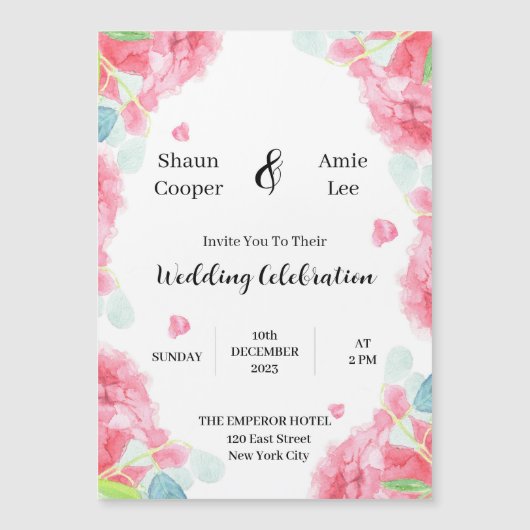 Sweet Waterverf Boho Wedding Uitnodiging Magnetische Uitnodiging (Voorkant)